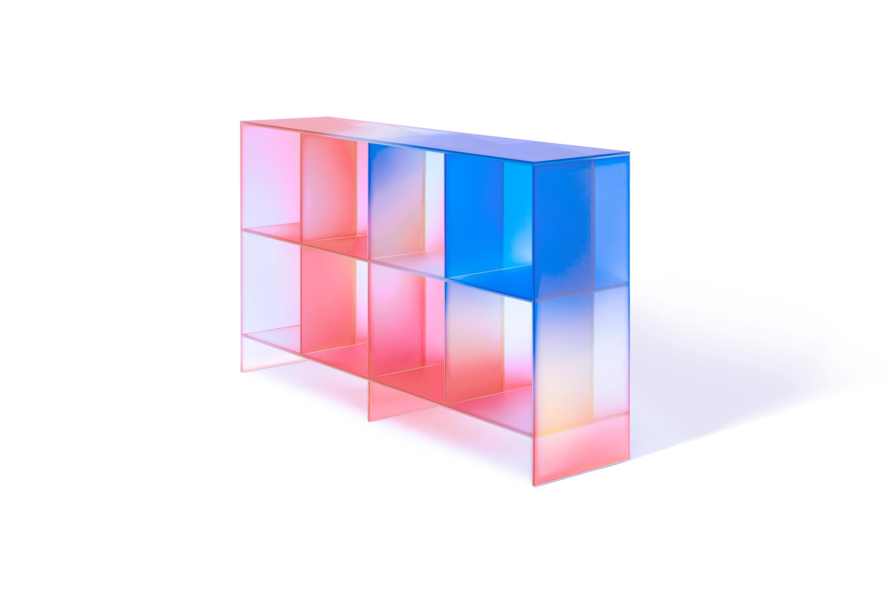 Chinese Gradient Color Glass Low Display Case by Studio Buzao