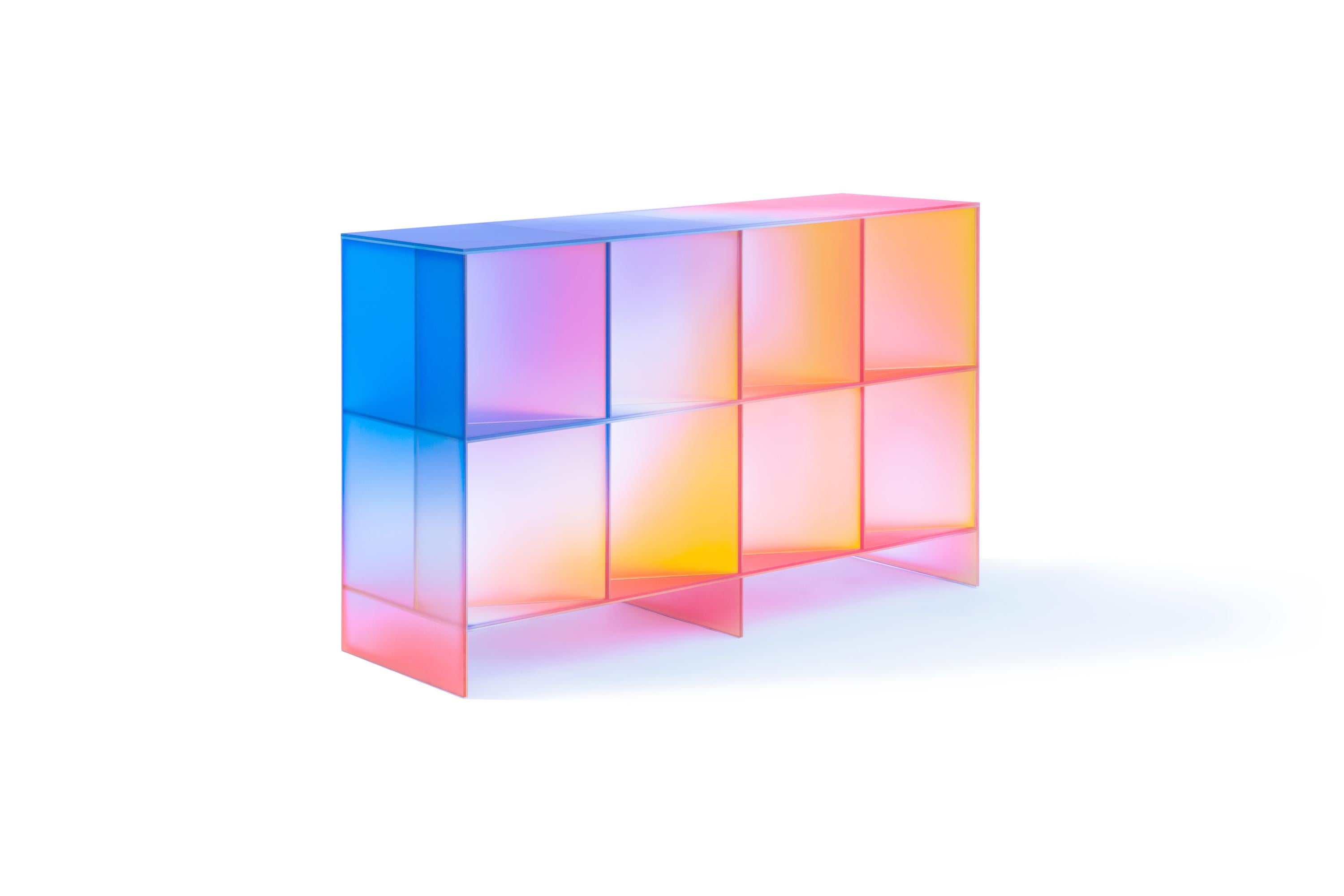 Gradient Color Glass Low Display Case by Studio Buzao 2
