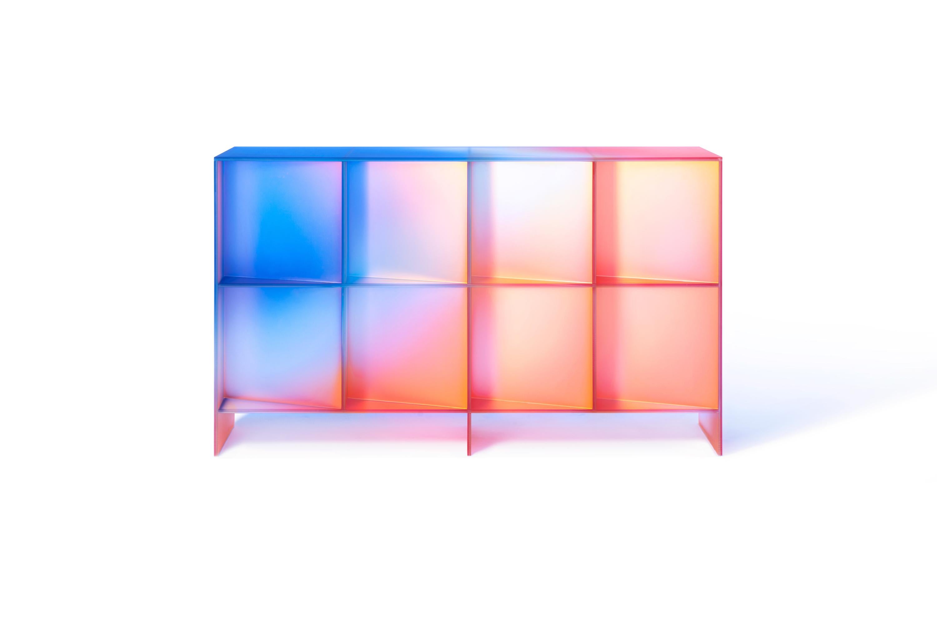 Gradient Color Glass Low Display Case by Studio Buzao 3