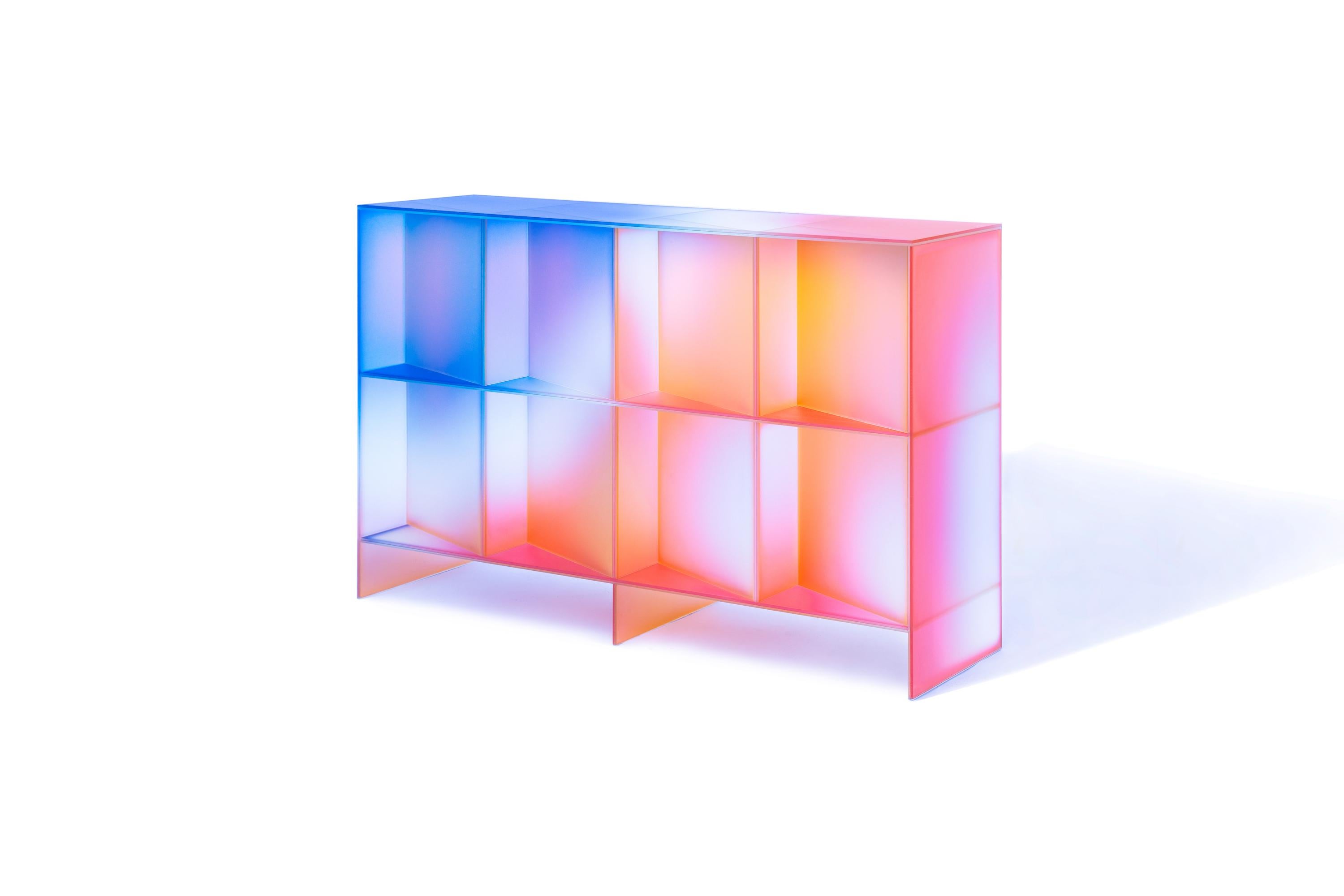 Gradient Color Glass Low Display Case by Studio Buzao 4