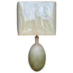 Gradient Green 1960
s French Ceramic Table Lamp (Signed)