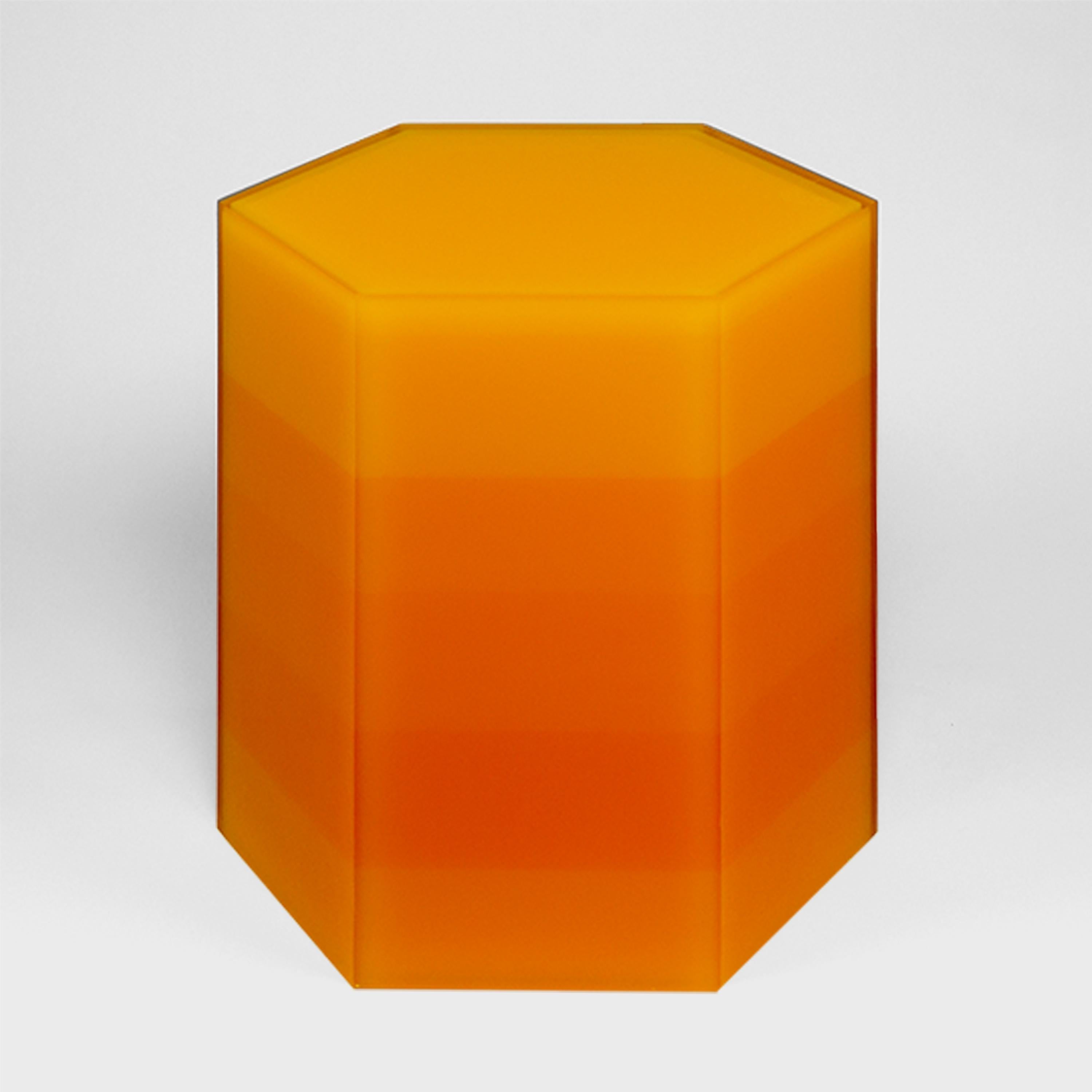 Gradient Hex Box Resin Side/Stool Orange Table by Facture REP by Tuleste Factory In New Condition For Sale In New York, NY