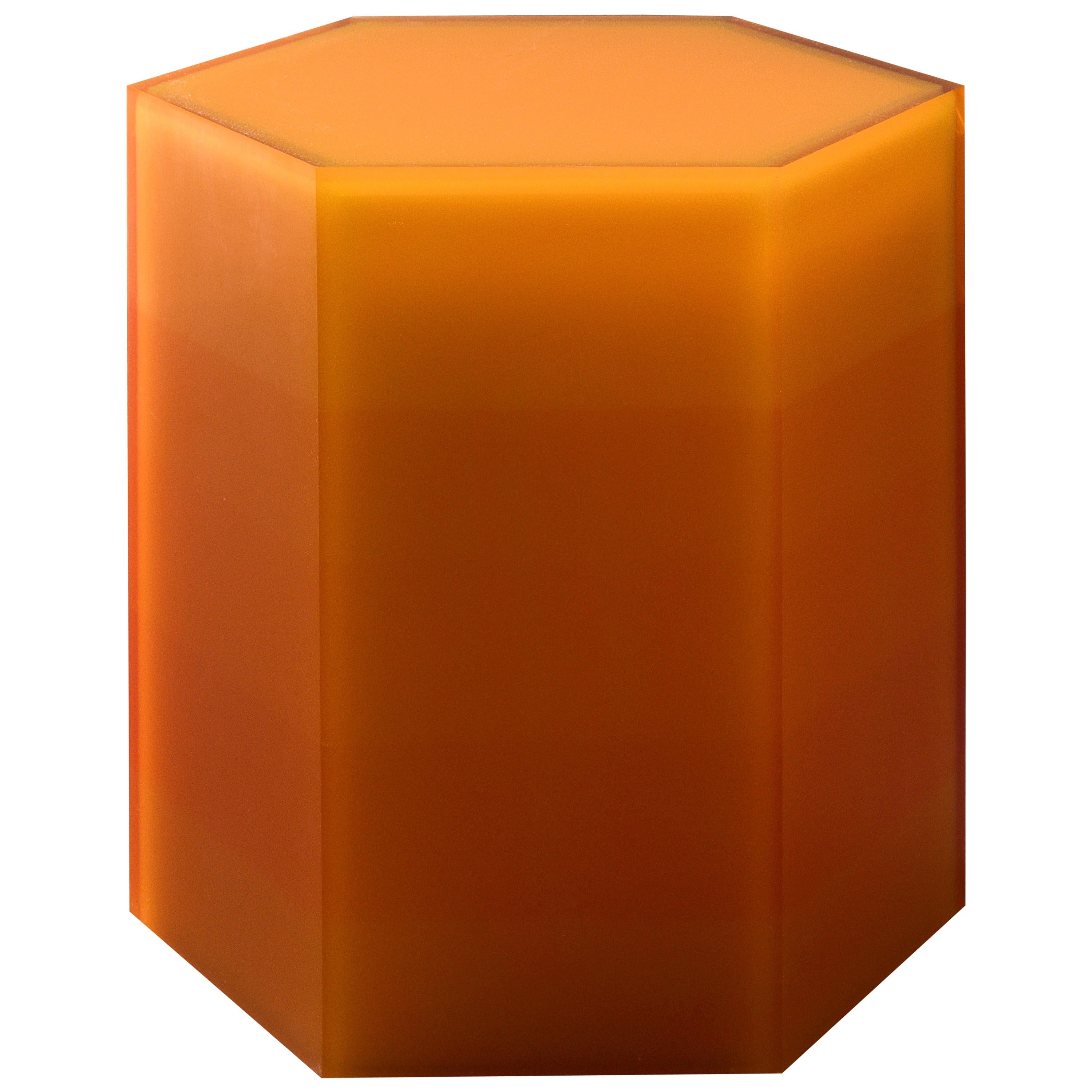 Gradient Hex Box Resin Side/Stool Orange Table by Facture REP by Tuleste Factory For Sale