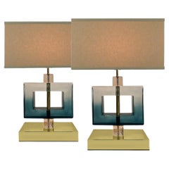 Gradient Murano Glass Square Table Lamps                               u