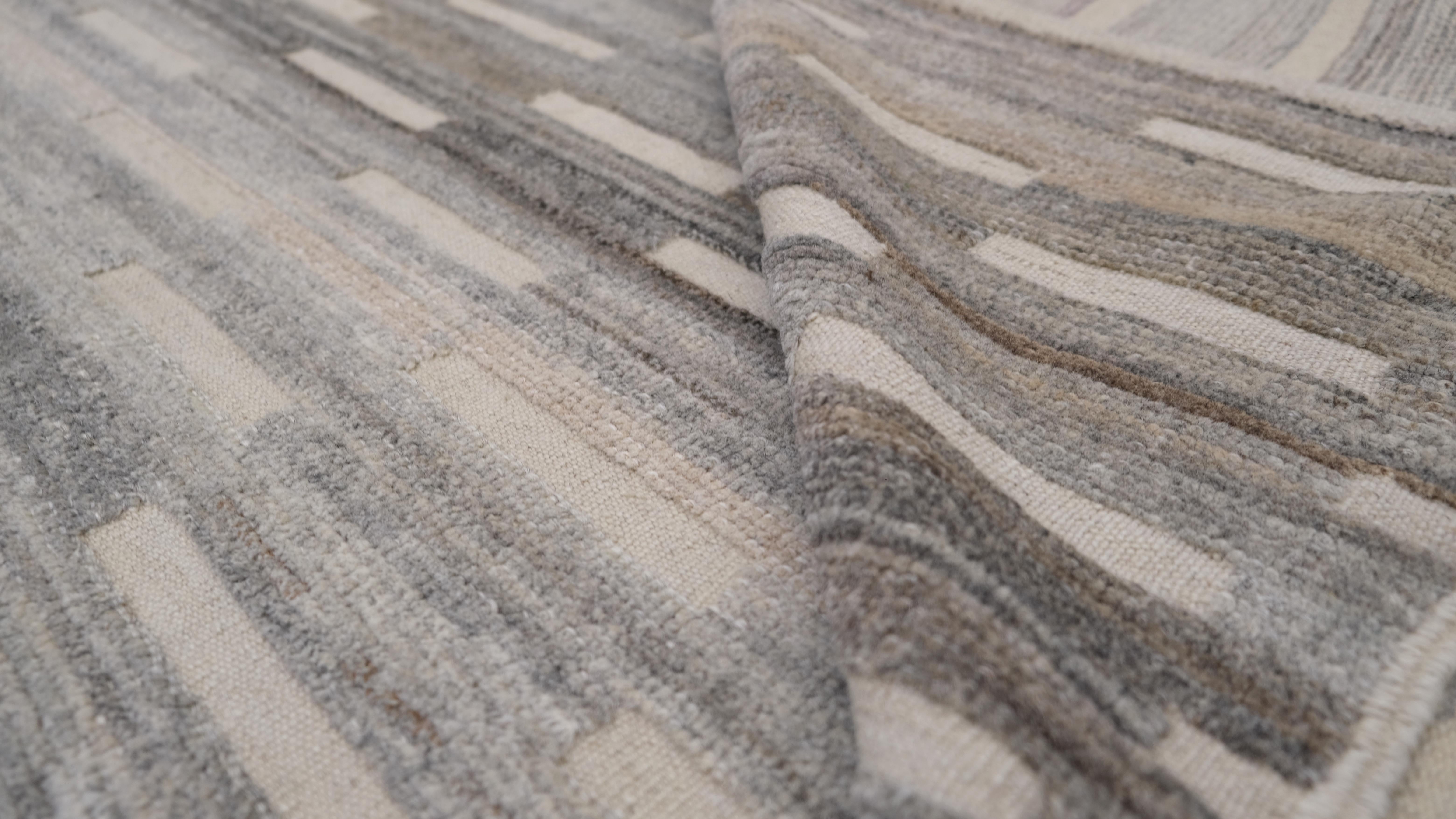 Gradient Neutraler Erdfarbener Wollteppich 9'3''x12' (Handgeknüpft) im Angebot