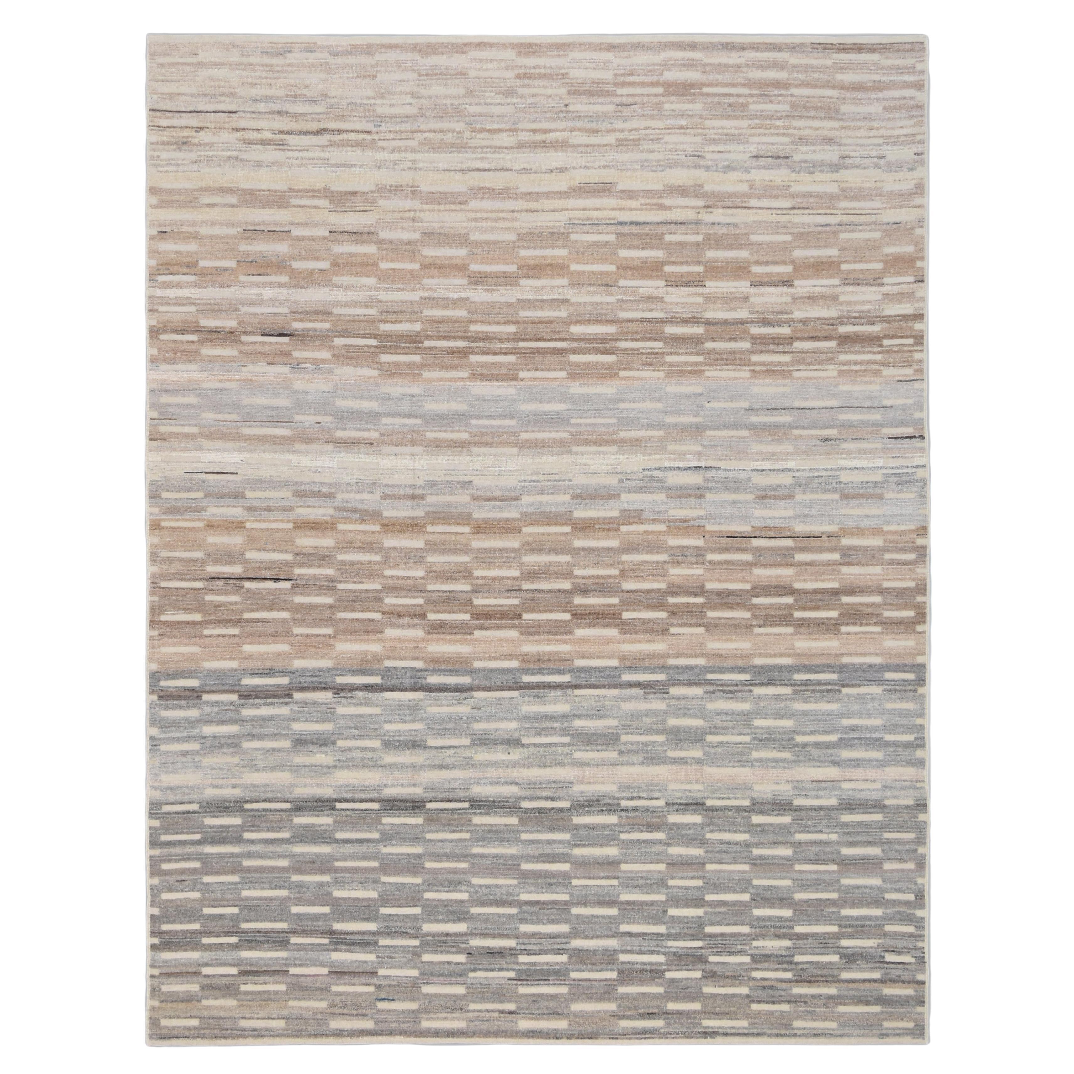 Gradient Neutral Earthy Colored Wool Rug 9'3''x12'