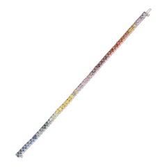 Gradient Regenbogen-Saphir-Armband aus 18k Weißgold
