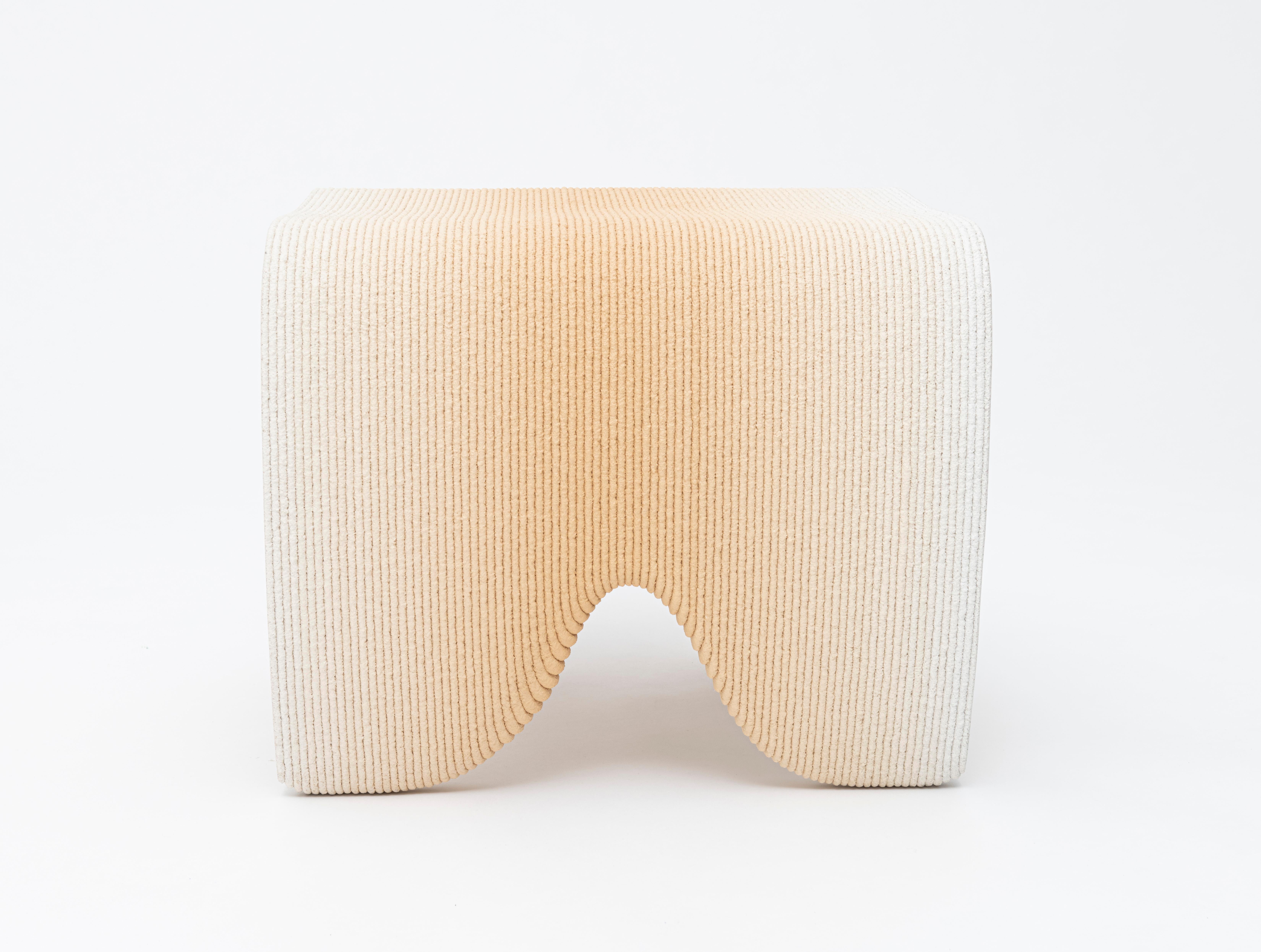 Gradient stool by Philipp Aduatz
Limited Edition of 50
Dimensions: 54 x 56 x 45 cm
Materials: 3D printed concrete dyed, reinforced with steel

Available in red, blue, beige, green and black

The 3D printed gradient furniture collection is