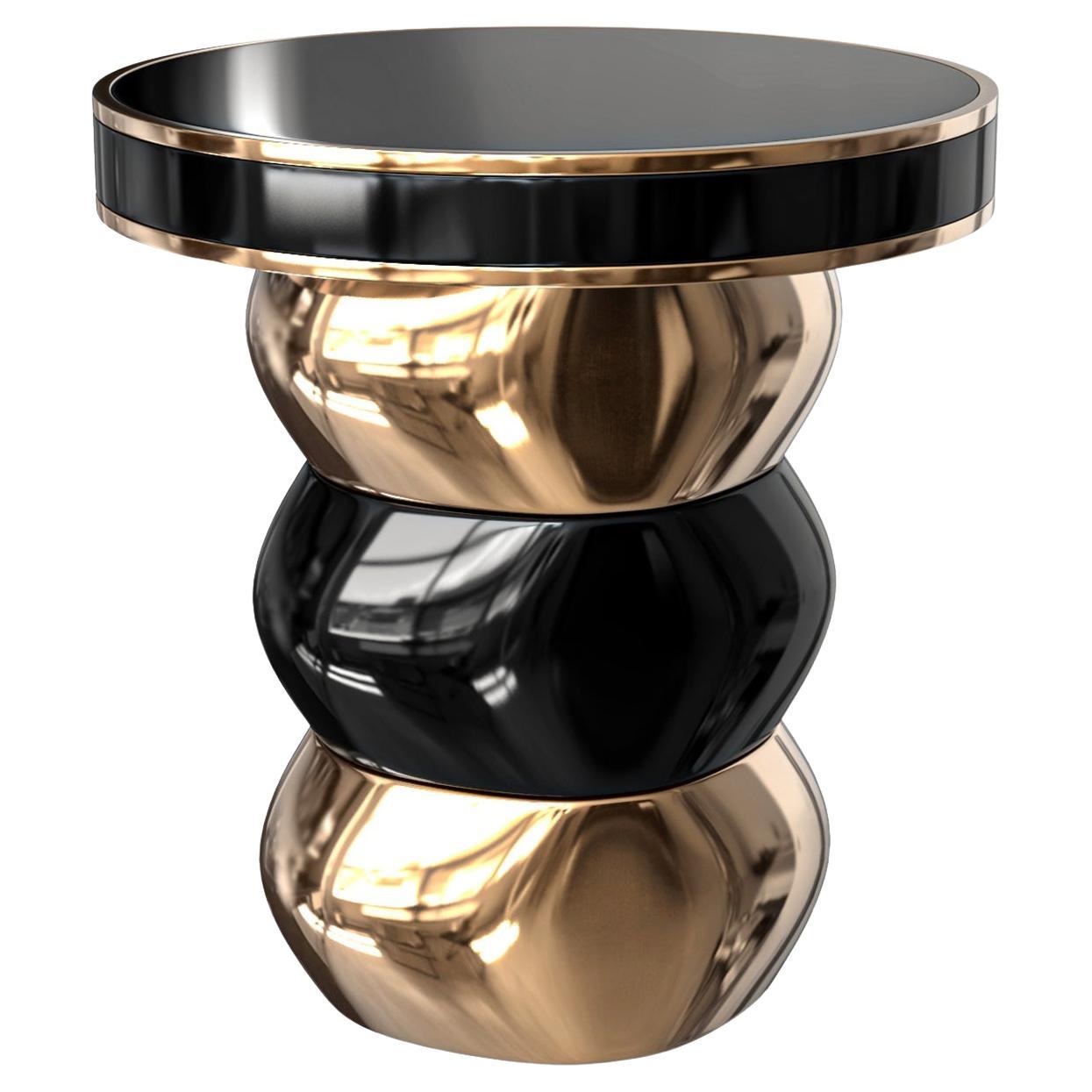 "Gradino" Side Table with Bronze and Stainless Steel, Handmade, Istanbul