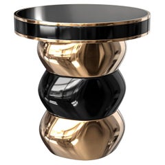 "Gradino" Side Table with Bronze and Stainless Steel, Handmade, Istanbul