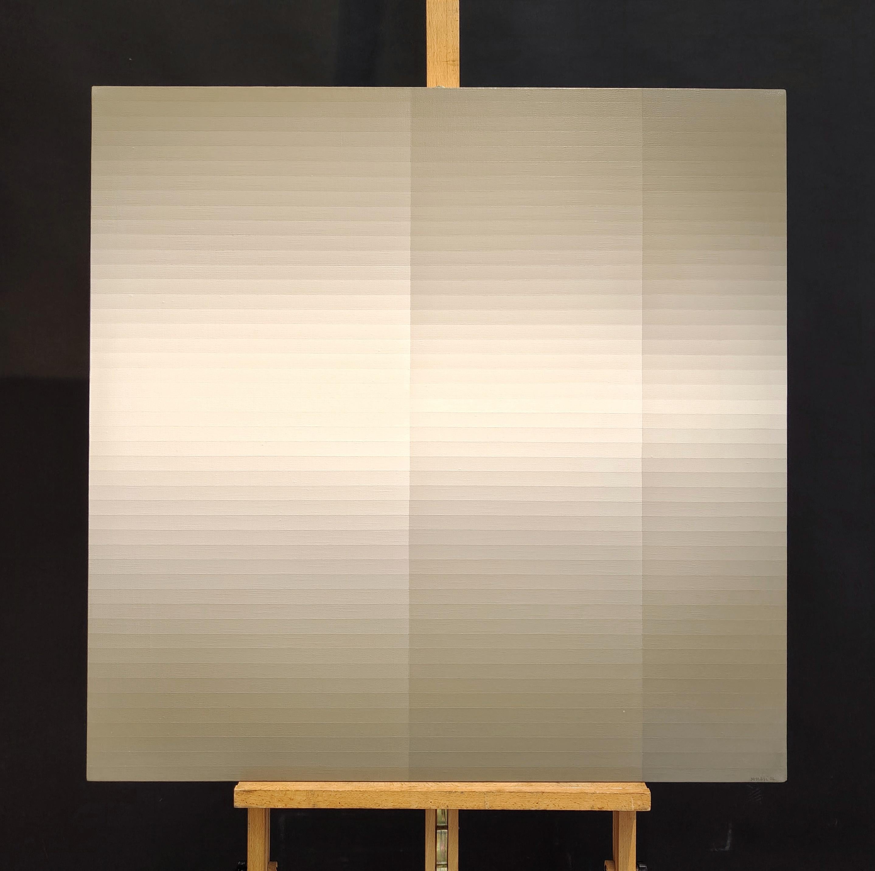 Pintado en 1974 por el artista y grabador italiano Luigi Senesi (Pergine Valsugana 1938 - Bolonia 1978) en acrílico sobre lienzo, 80x80 cm. Se formó en el Instituto de Arte de Trento y continuó sus estudios artísticos en Florencia.
La obra en
