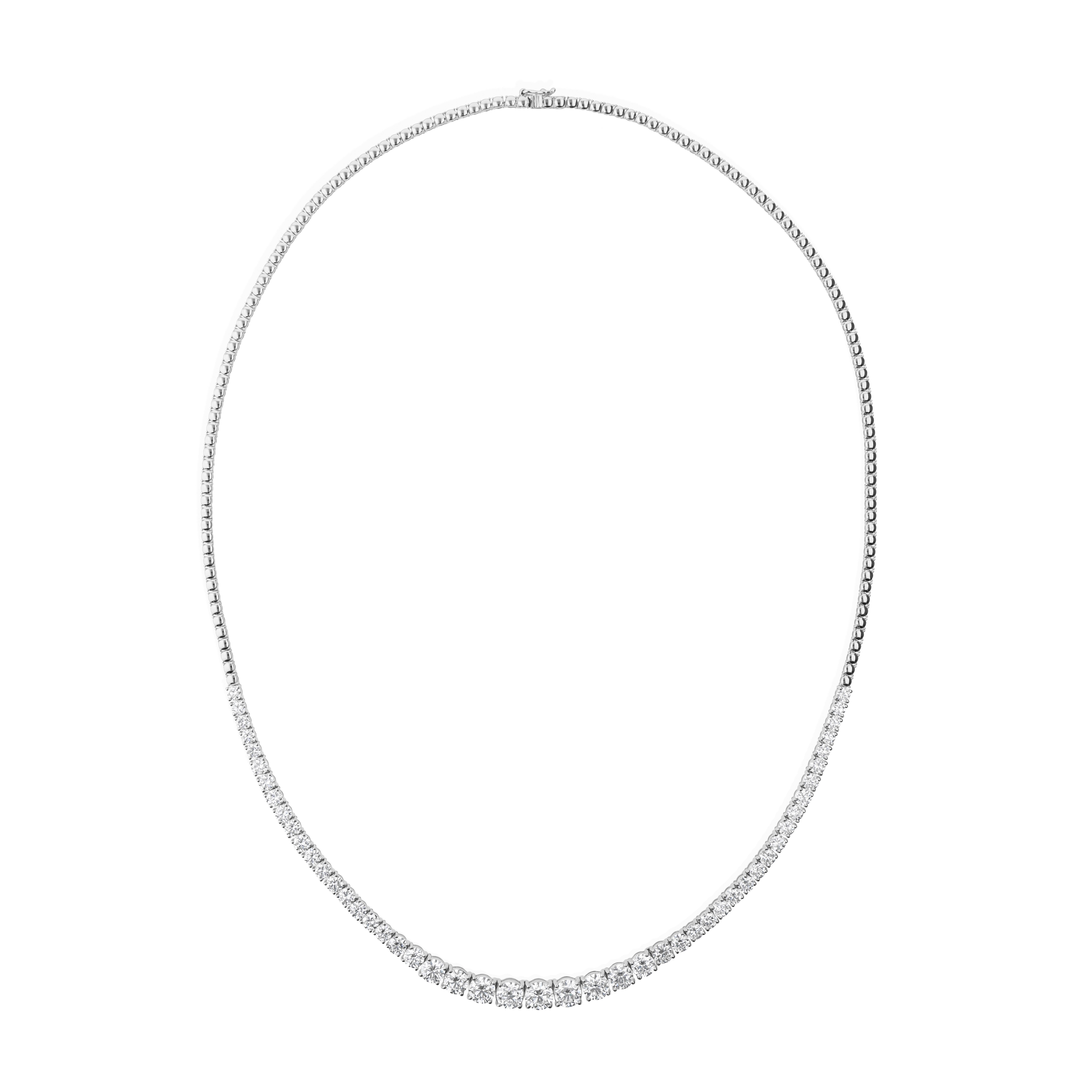 Collar Graduado de Tenis con Diamantes de Corte Redondo de 16.16Ct Collar de Oro Blanco de 18k en Nuevo estado para la venta en Diera, Dubai