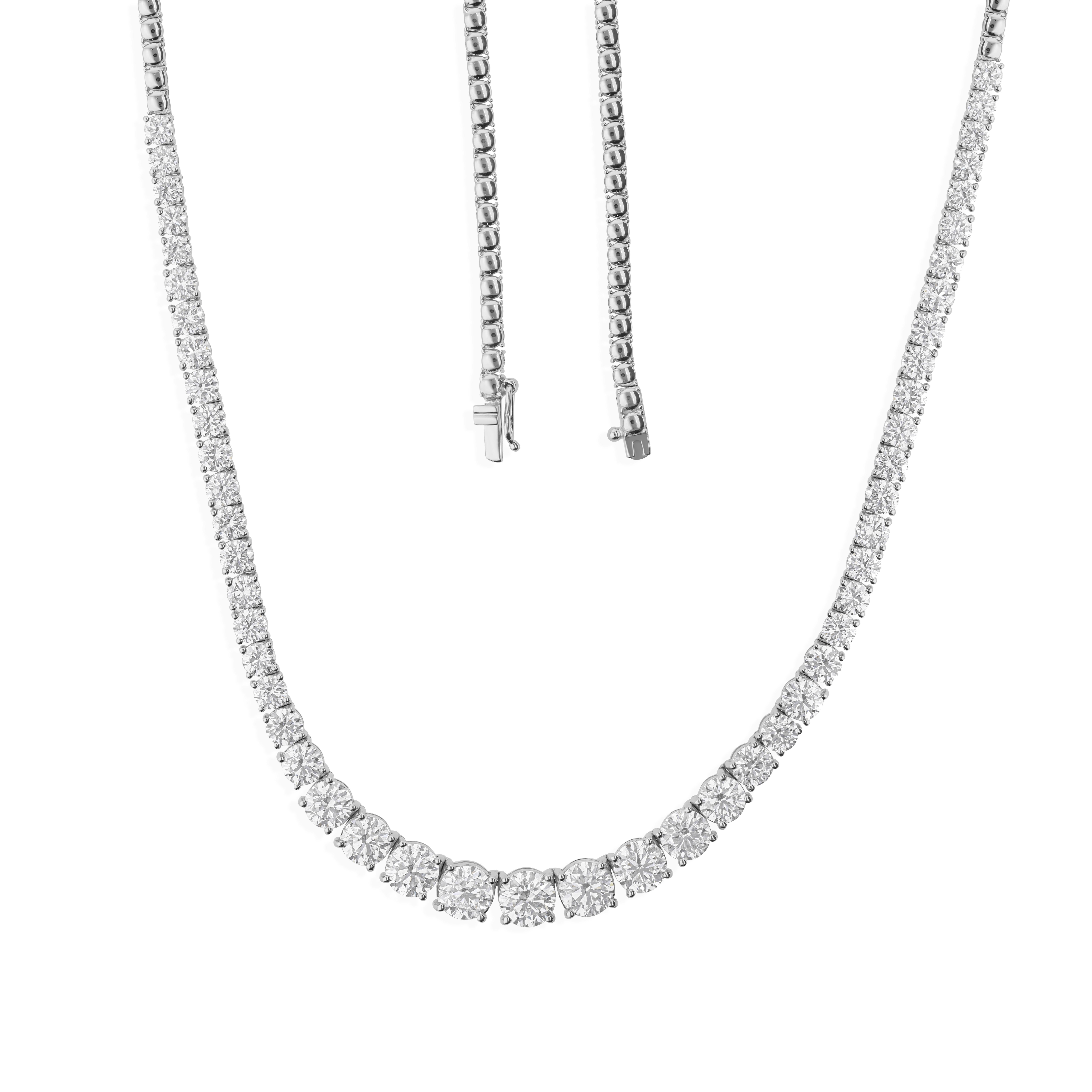 De las mujeres Collar Graduado de Tenis con Diamantes de Corte Redondo de 16.16Ct Collar de Oro Blanco de 18k en venta