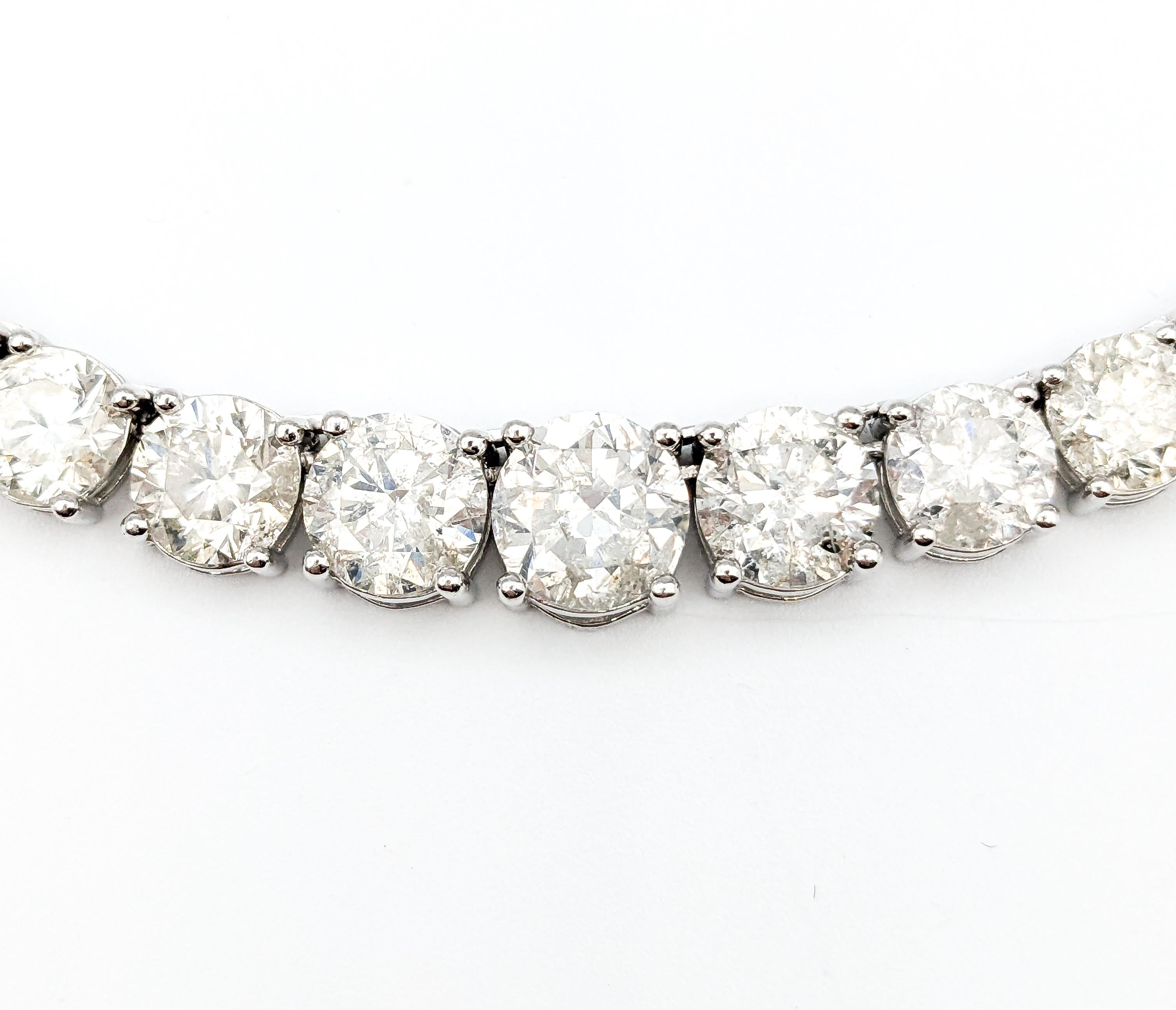Round Cut Graduated 42.60ctw Diamond Riviera Tennis Necklace in Platinum