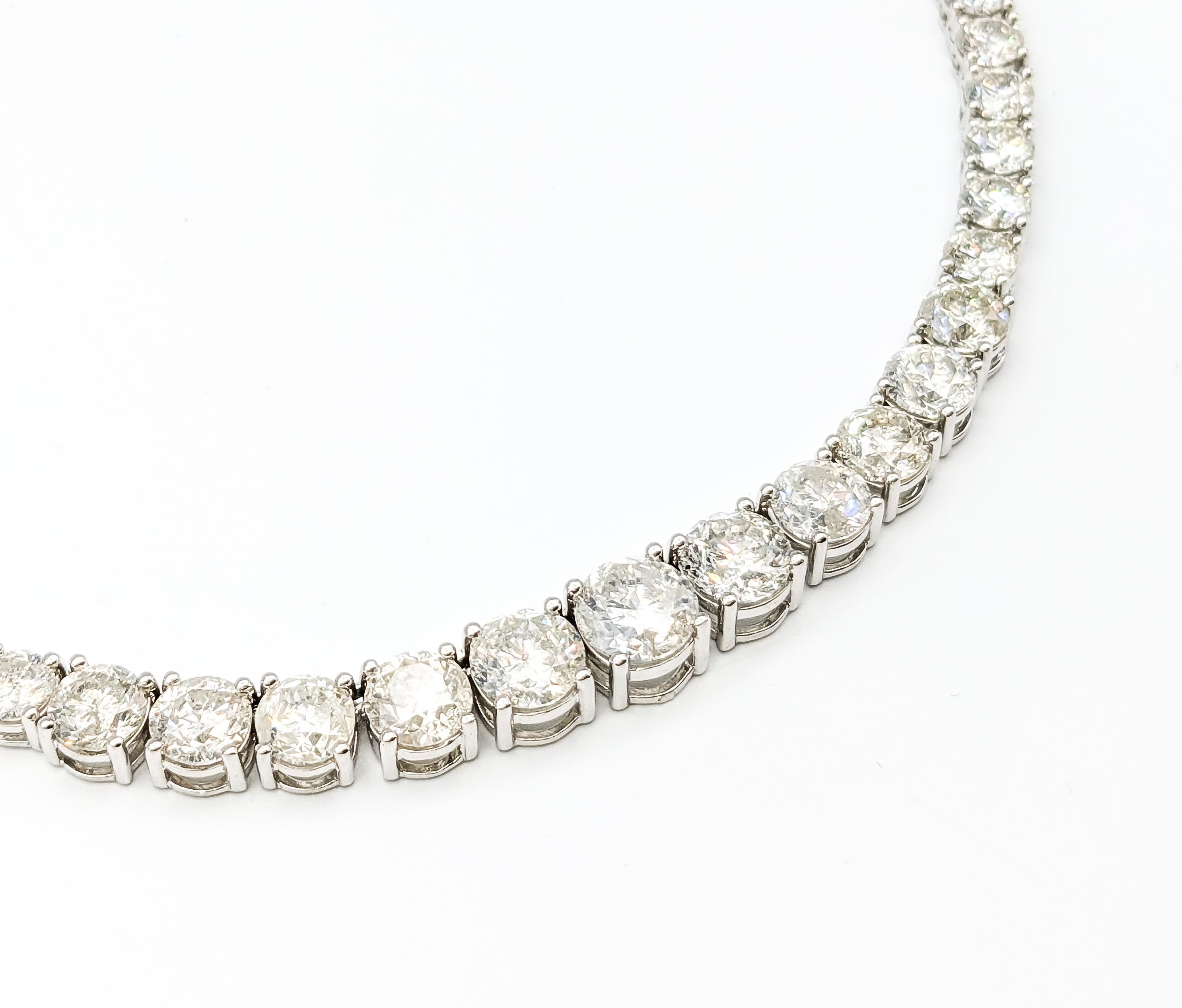 Graduated 42.60ctw Diamond Riviera Tennis Necklace in Platinum 1