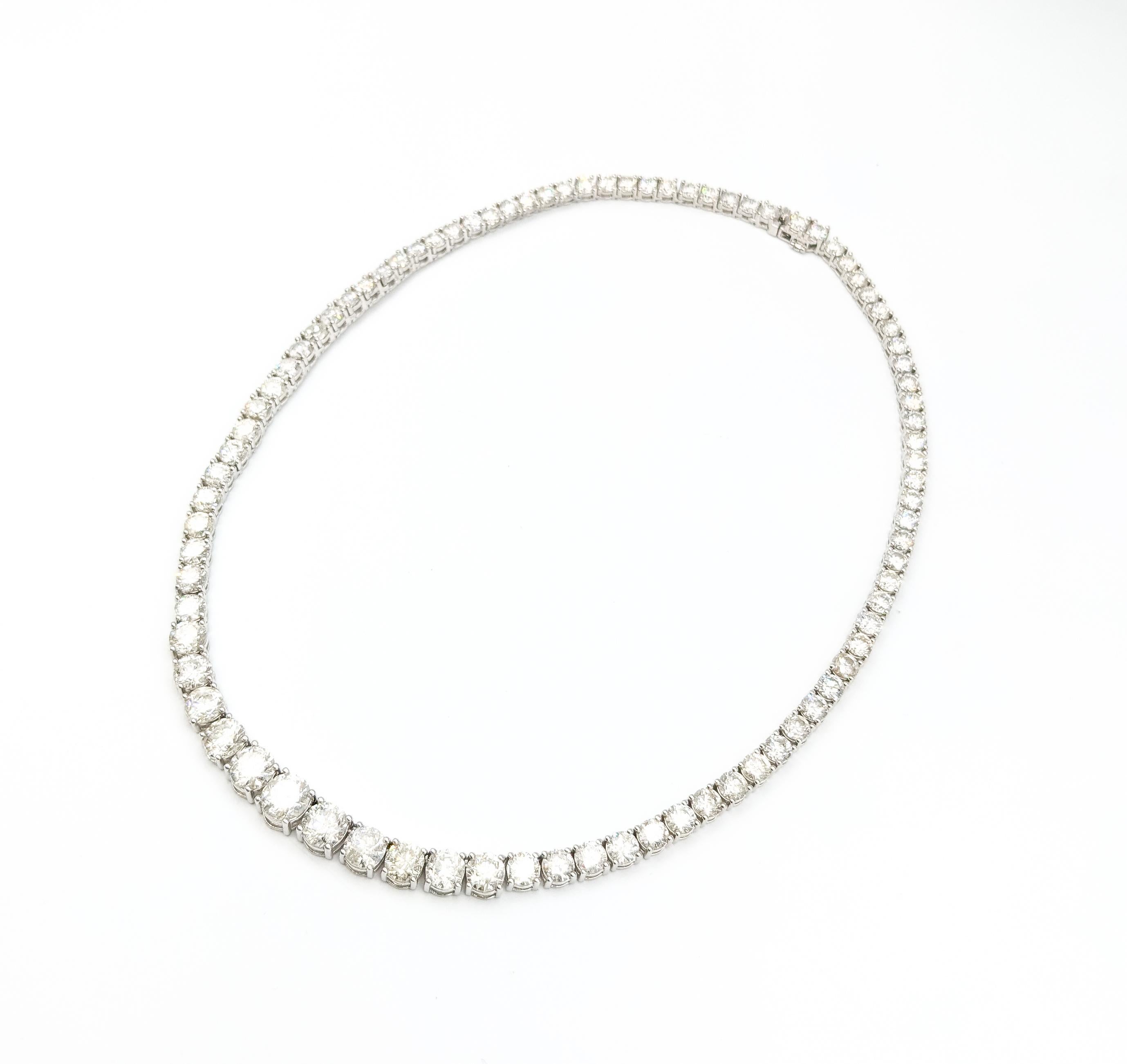 Graduated 42.60ctw Diamond Riviera Tennis Necklace in Platinum 2