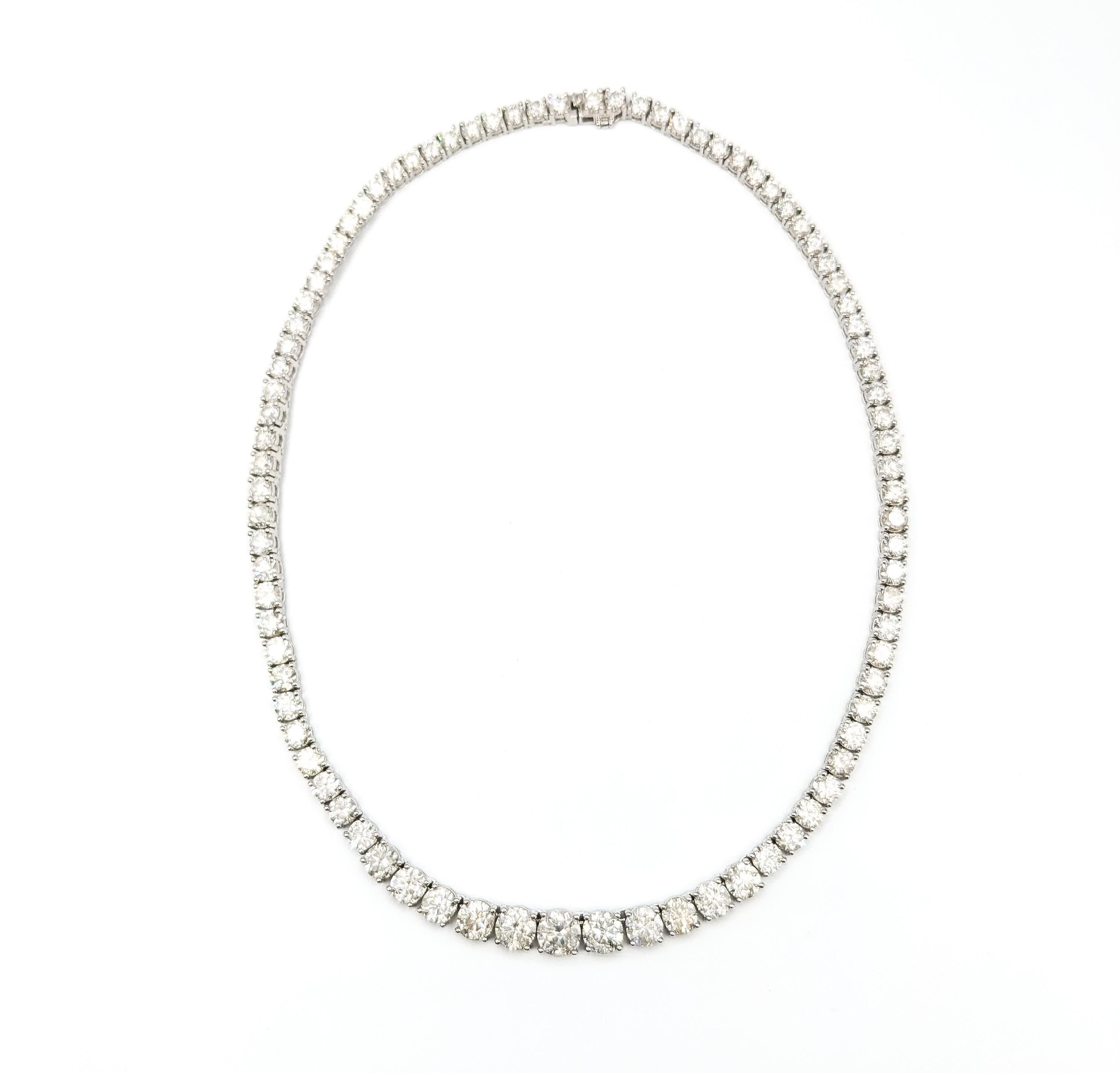 Graduated 42.60ctw Diamond Riviera Tennis Necklace in Platinum 3