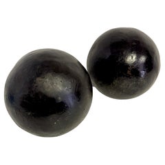 Graduated (9" & 7") Pair of Artisan Bronze Garden Balls / Sculptural Spheres
