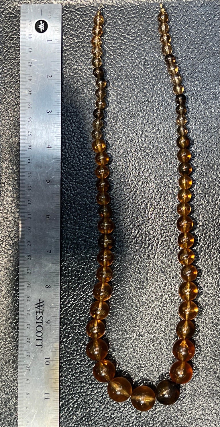 Collier Ancien Perles Ambre Graduées - Longueur 23,5 Cm - État Parfait - Style Vintage