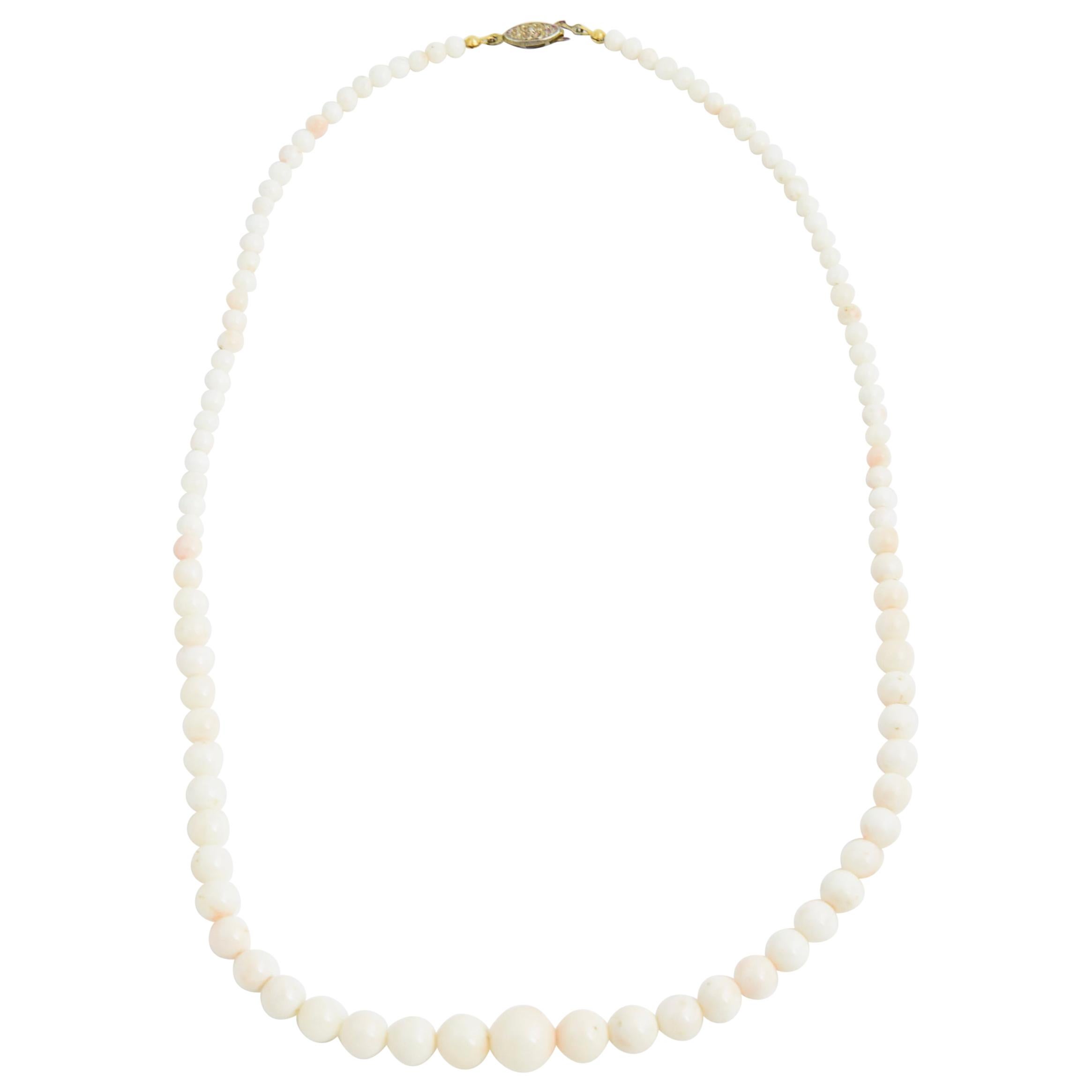 Graduated Angel Skin Coral Bead Necklace For Sale