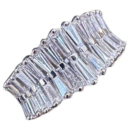 Graduated Baguette Diamond Eternity Ring in Platinum For Sale
