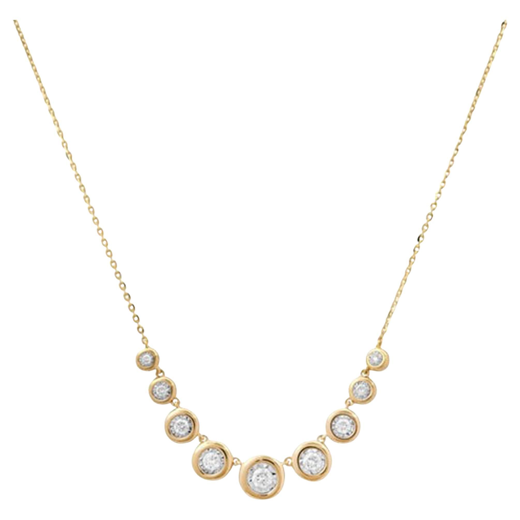 Graduated Bezel Set 14K (or 18k upon request) Yellow Gold Diamond Necklace
