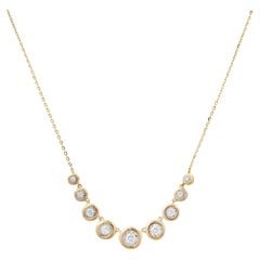 Graduated Bezel Set 14K (or 18k upon request) Yellow Gold Diamond Necklace