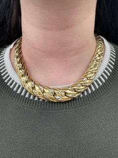 Graduated Braided Link Necklace 18 Karat Yellow Gold 87.7 Grams 17.5 Inches