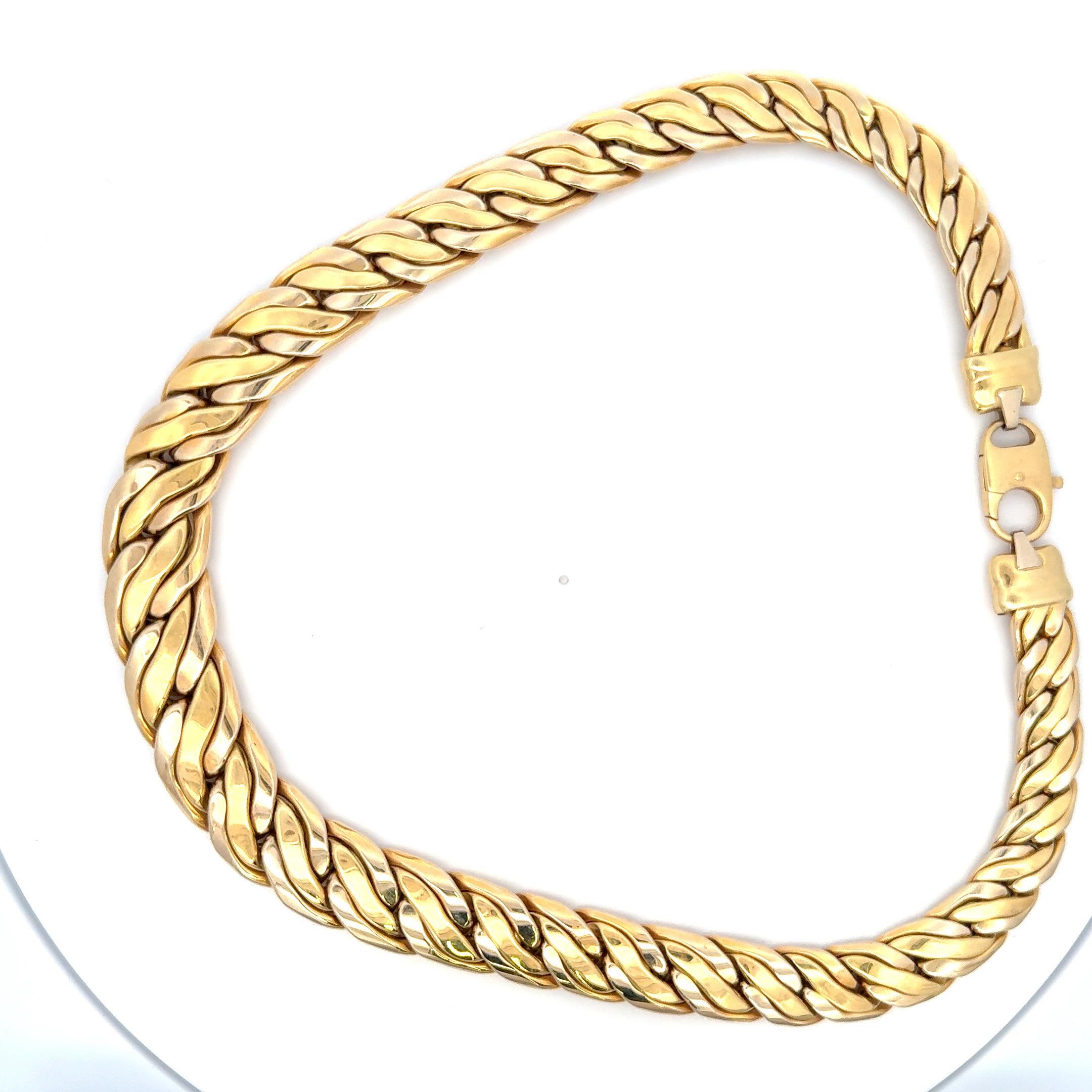 Graduated Braided Link Necklace 18 Karat Yellow Gold 87.7 Grams 17.5 Inches For Sale 3