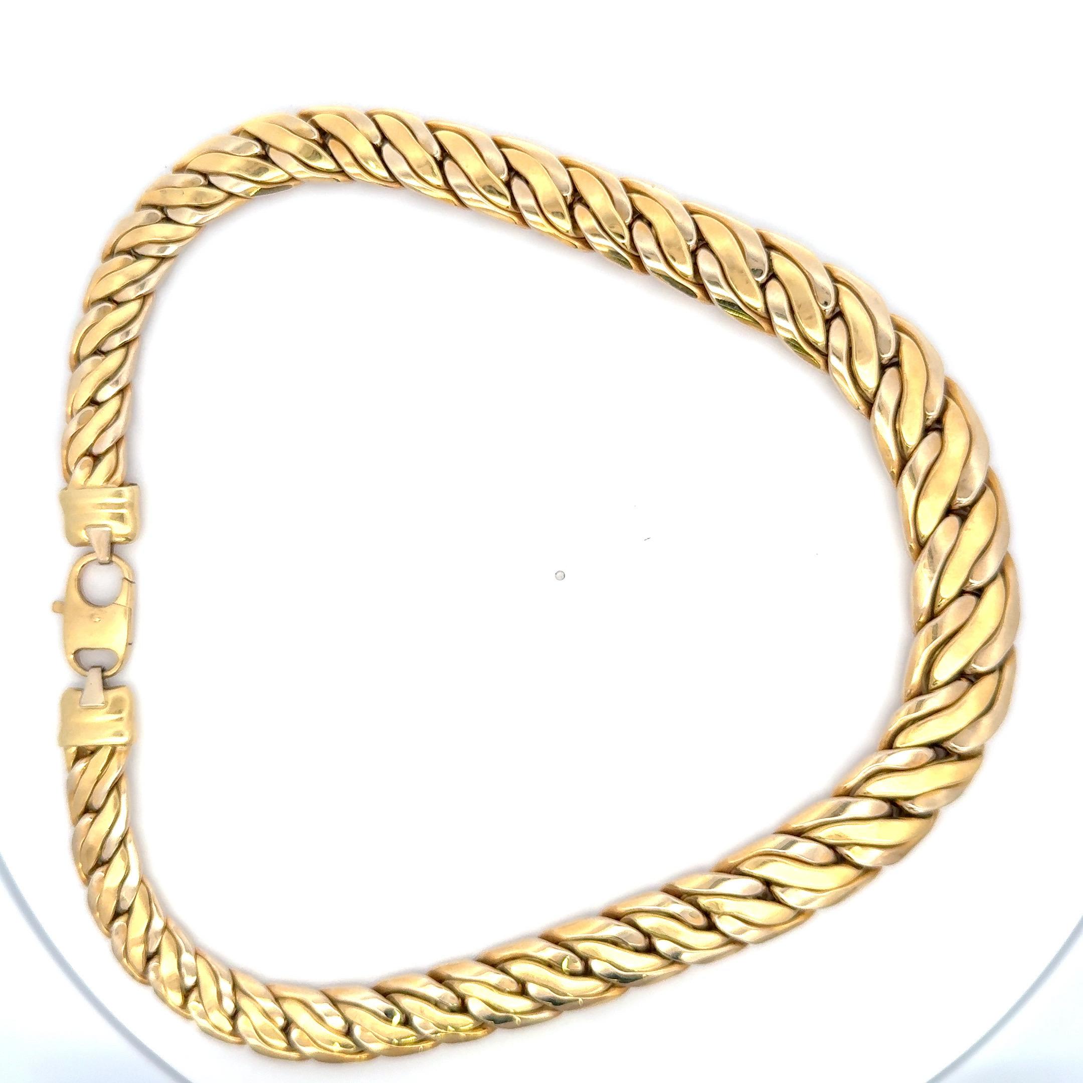 Graduated Braided Link Necklace 18 Karat Yellow Gold 87.7 Grams 17.5 Inches For Sale 4
