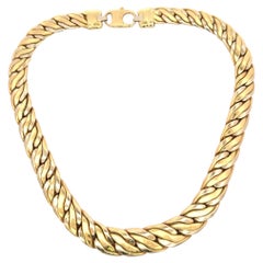 Graduated Braided Link Necklace 18 Karat Yellow Gold 87.7 Grams 17.5 Inches