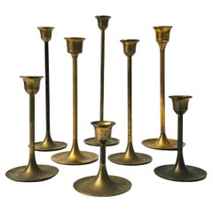 Graduated Brass Candlestick Holders - Set of 8