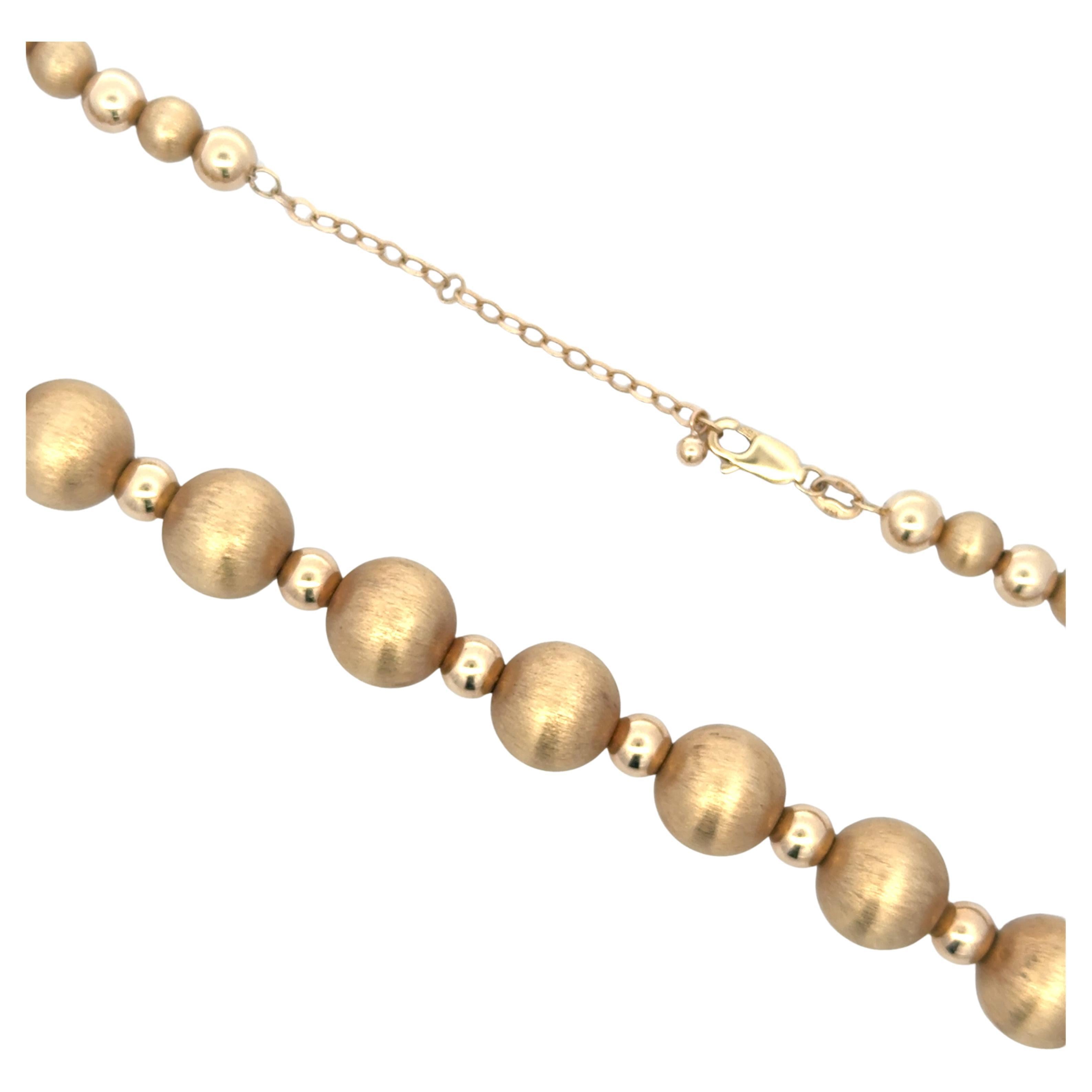 Collana con motivo a sfera graduata, spazzolata e lucidata a specchio in oro 14 carati 14,9 grammi in vendita 8