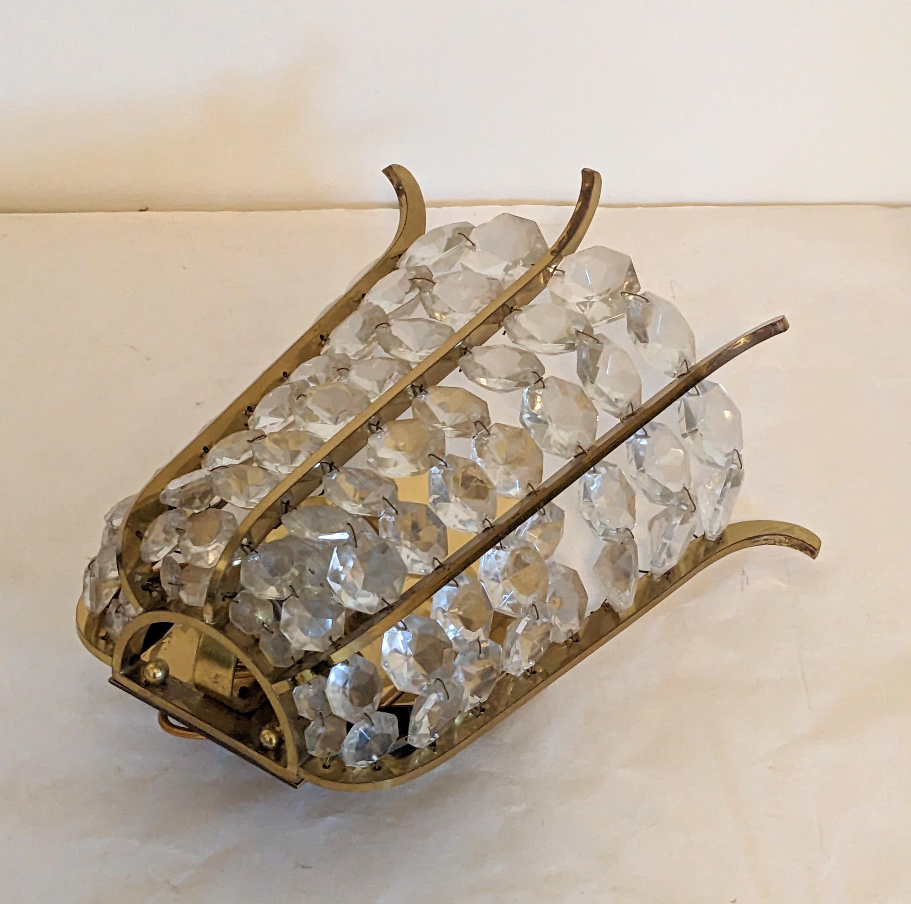 Mid-Century Modern Graduated Crystal Sconce, Kinkeldey Germany For Sale