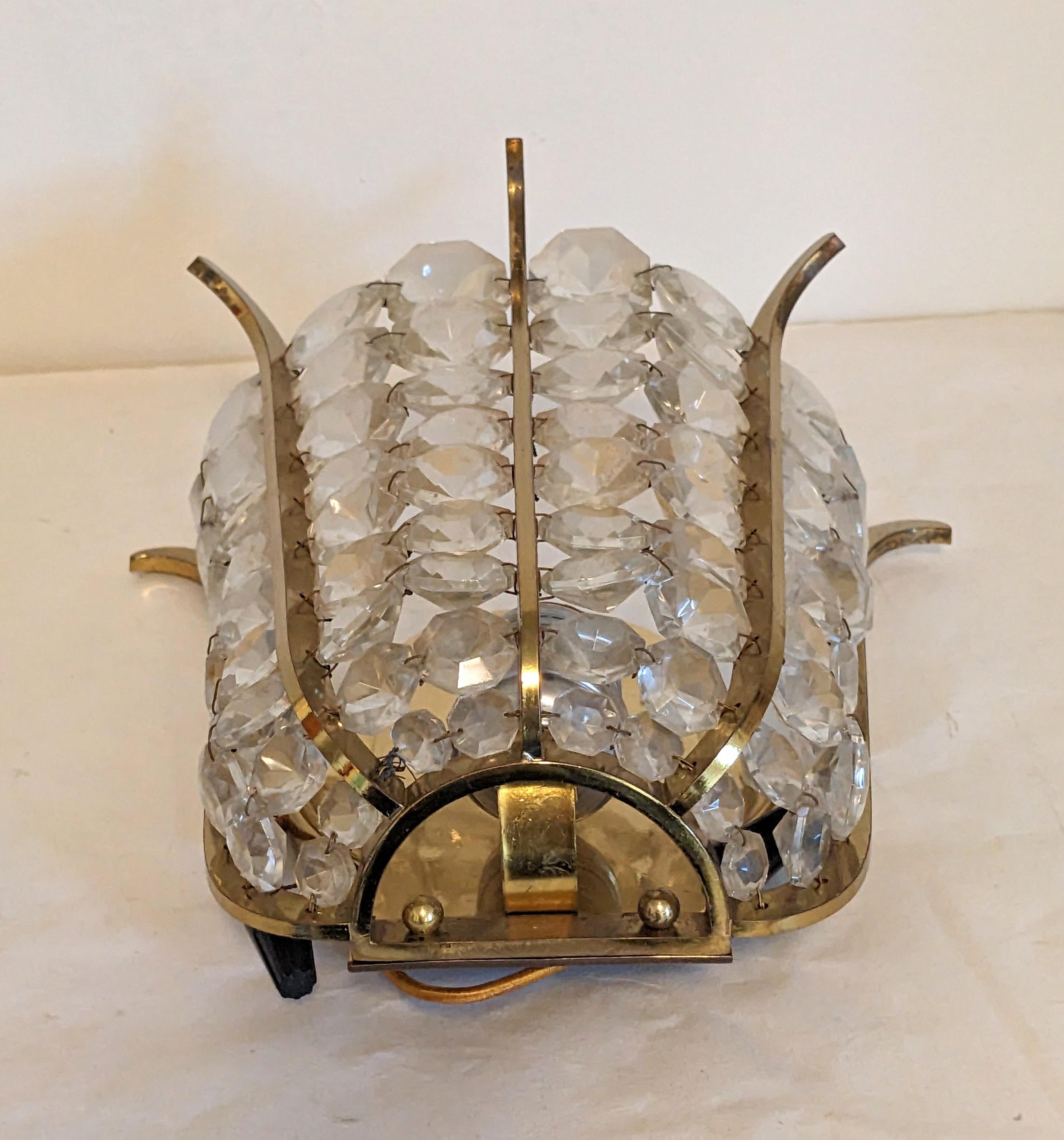 Mid-20th Century Graduated Crystal Sconce, Kinkeldey Germany For Sale