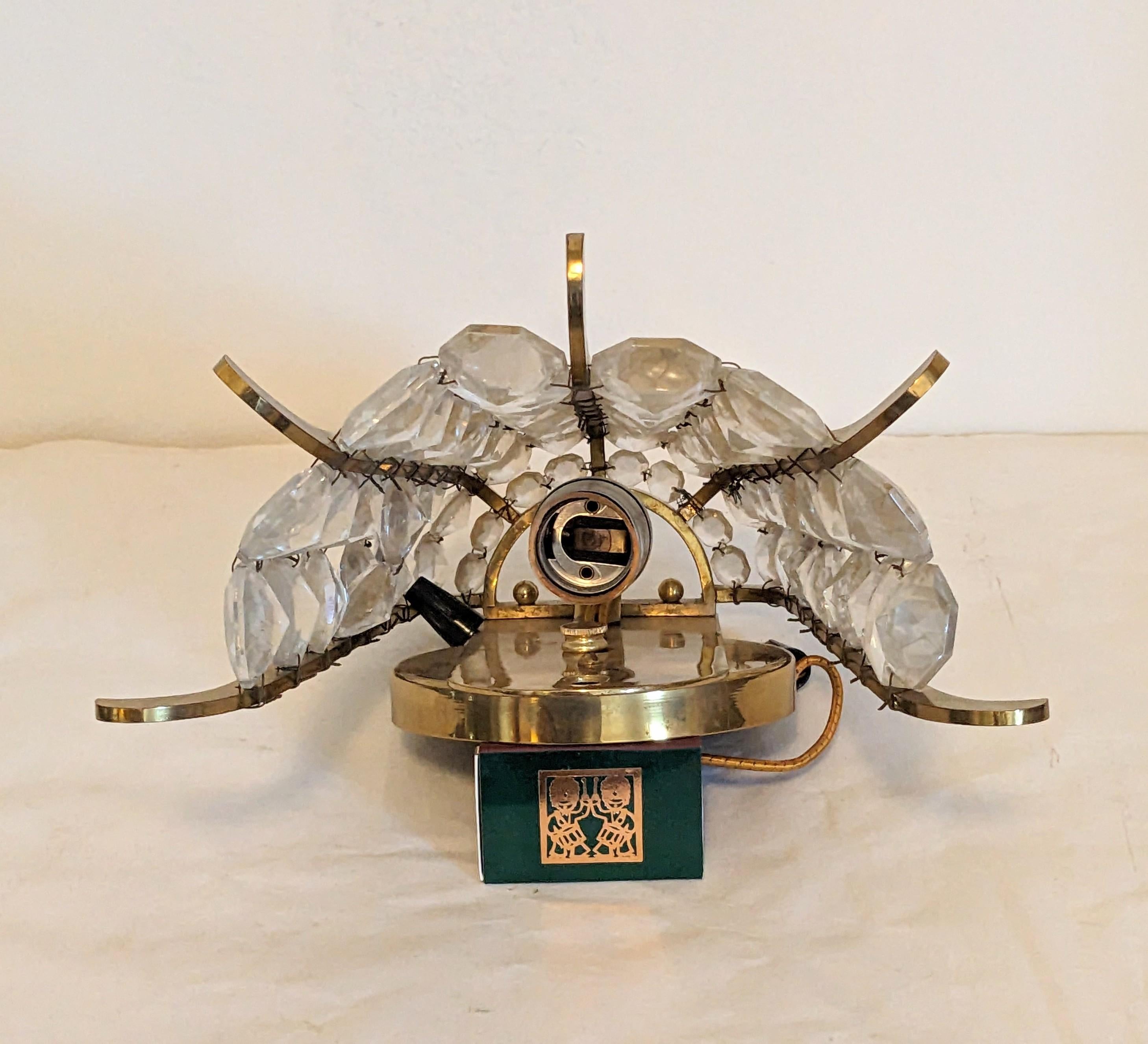 Brass Graduated Crystal Sconce, Kinkeldey Germany For Sale