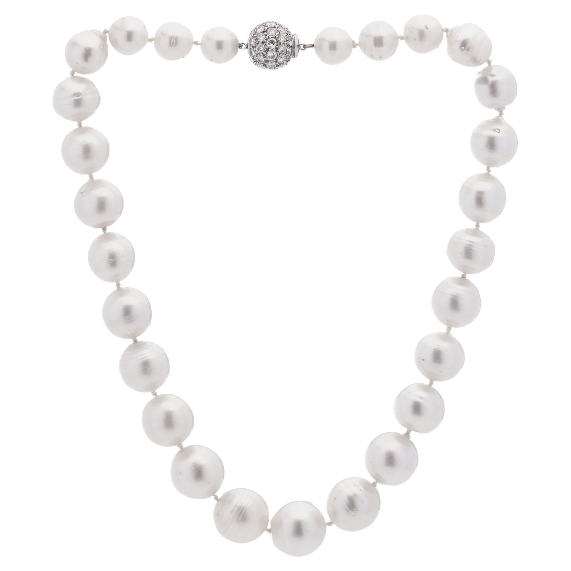 Graduated Cultured South Sea Pearl Necklace Set with 18k Gold Ball Clasp