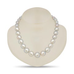 Graduated Cultured South Sea Pearl Necklace with an 18KWG Diamond Ball Clasp
