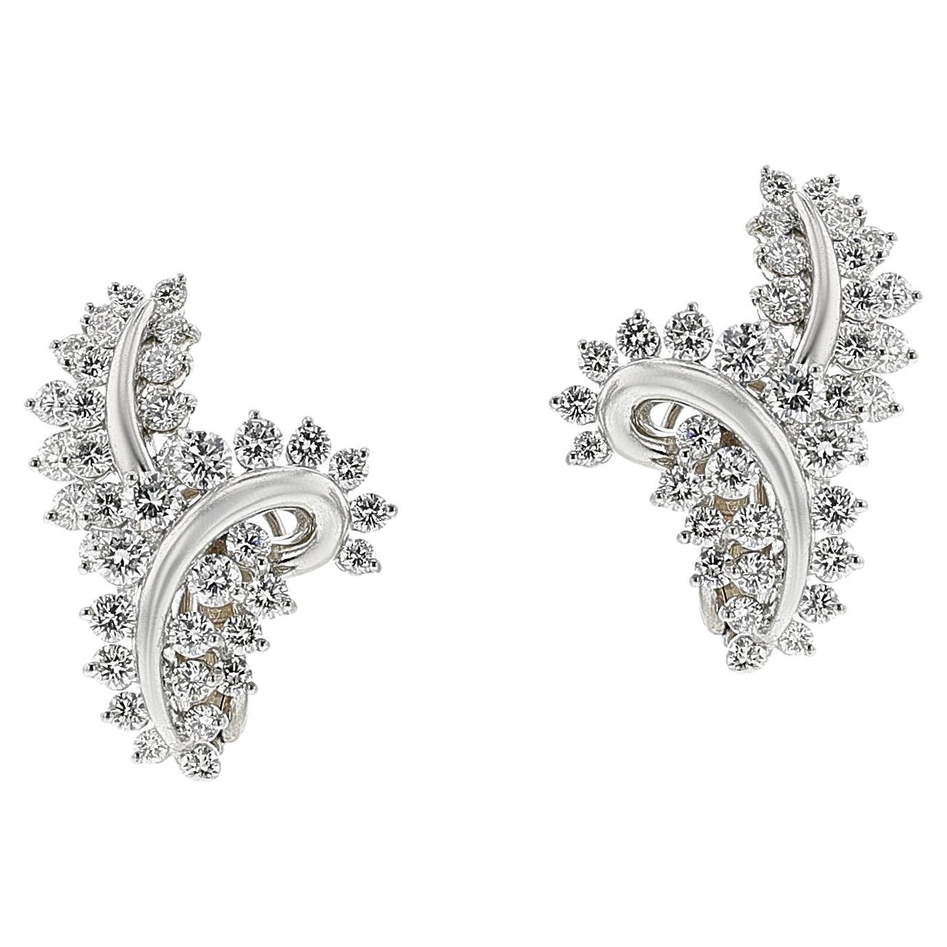 Graduated Diamond and Platinum Earrings