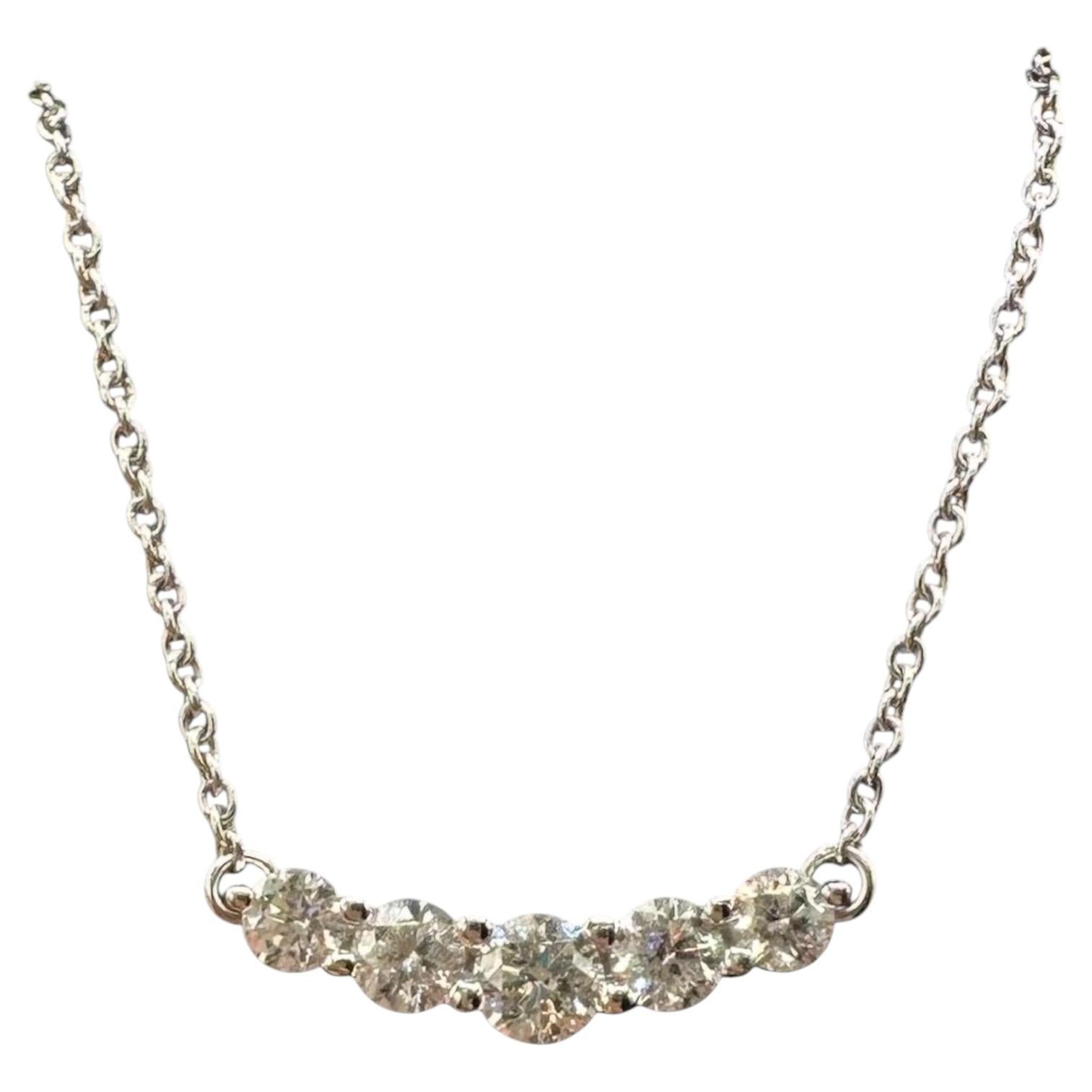 Collar Graduado de Barras de Diamantes 14K Oro Blanco 0.50ctw GH SI2 I1 18in