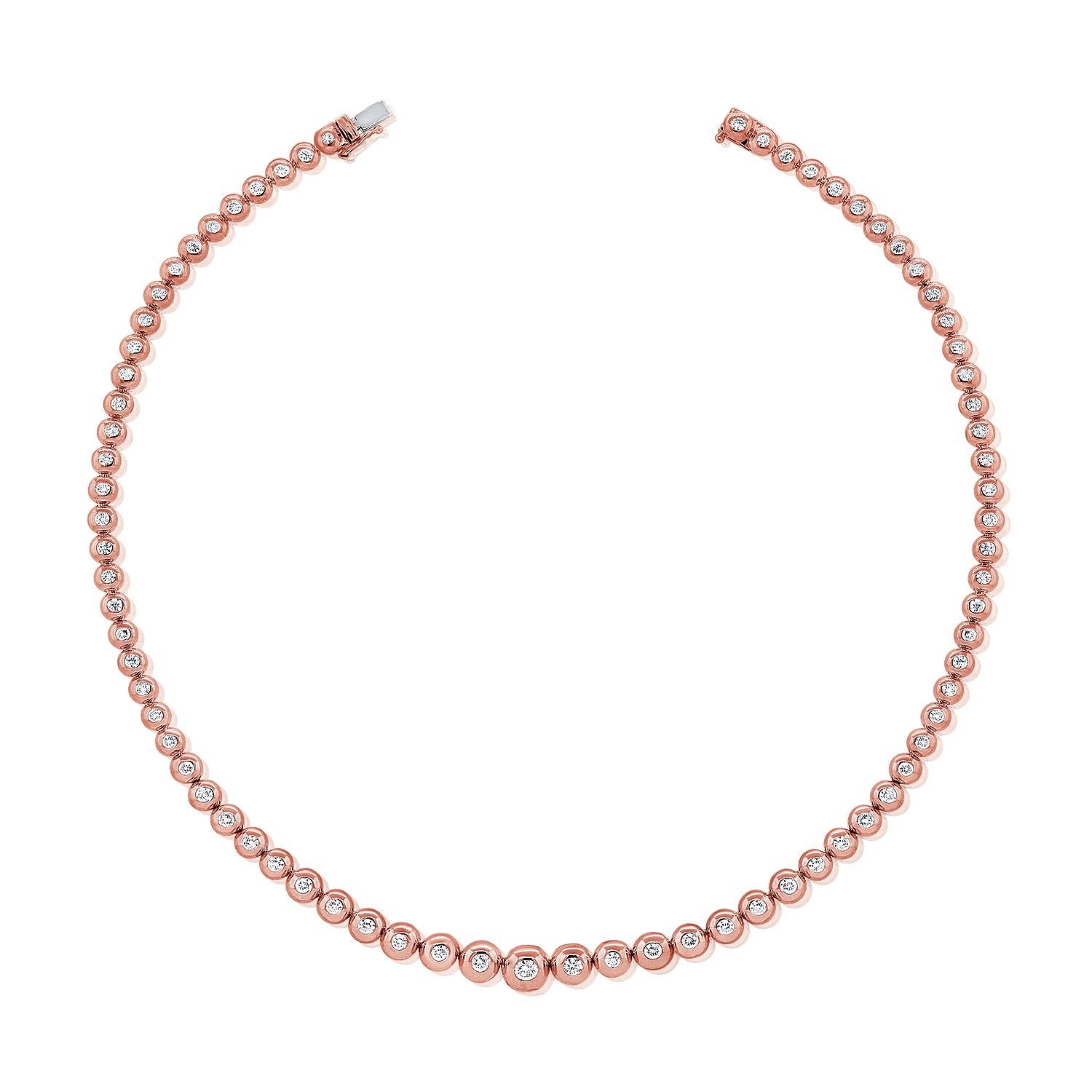 Collier tennis à bulles graduées en or jaune 14 carats G VS2 de 3,03 carats en vente 5