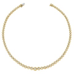 Graduated Diamond Bubble Tennis Necklace 3.03 Carats G VS2 14 Karat Yellow Gold
