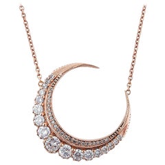 Graduated Diamond Crescent Moon Necklace