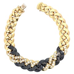 Abgestuftes kubanisches Gliederarmband mit Diamanten 1,65 Karat Tungsten 18KT Gold 75.2 Gramm