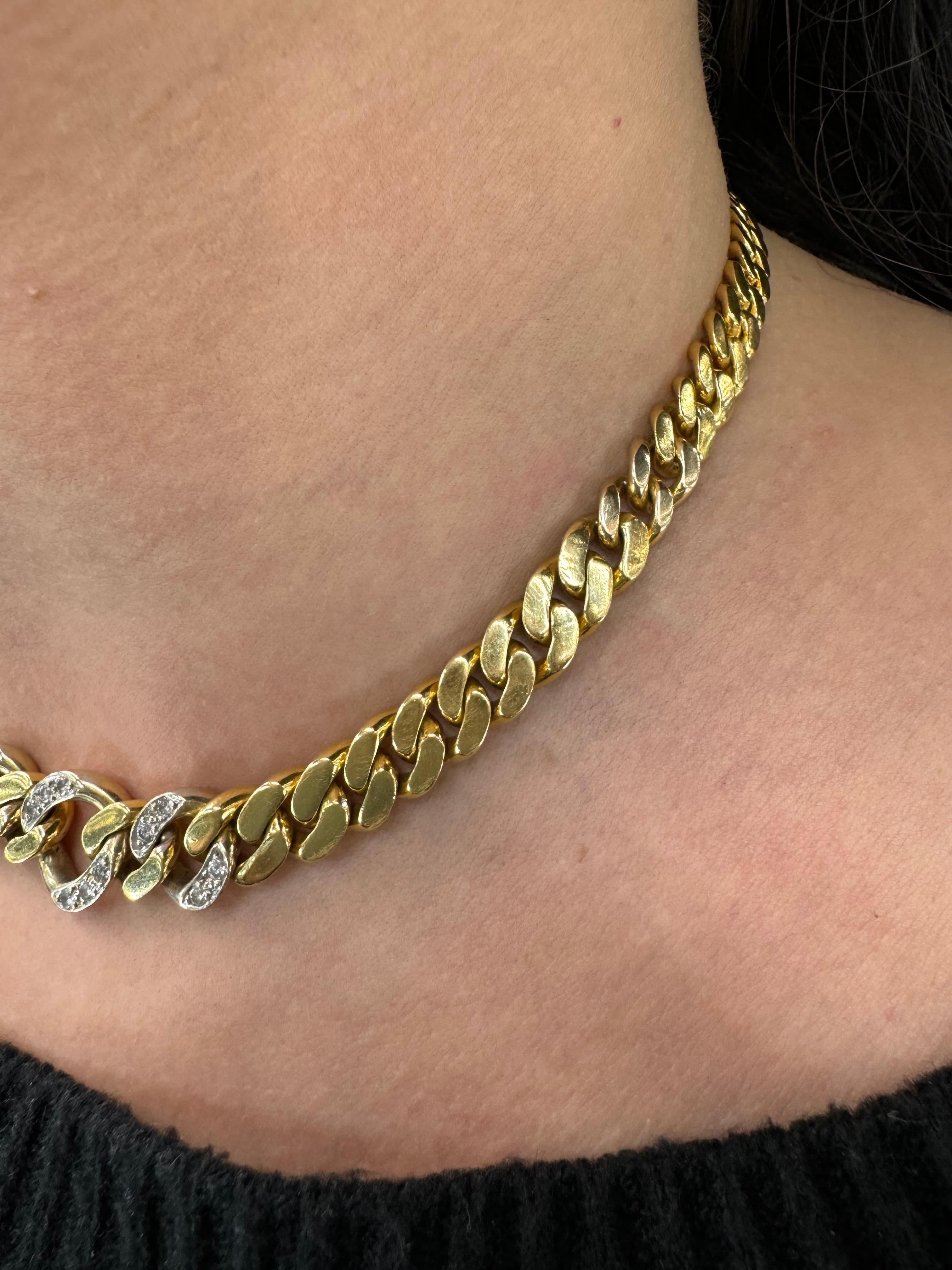Collier ras du cou à maillons cubains et diamants gradués en or jaune 18 carats 86,2 grammes en vente 2
