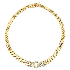 Graduated Diamond Cuban Link Choker Necklace 18 Karat Yellow Gold 86.2 Grams
