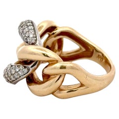 Graduated Diamond Cuban Link Ring 0.52 Carats 14 Karat Yellow Gold G VS1-VS2