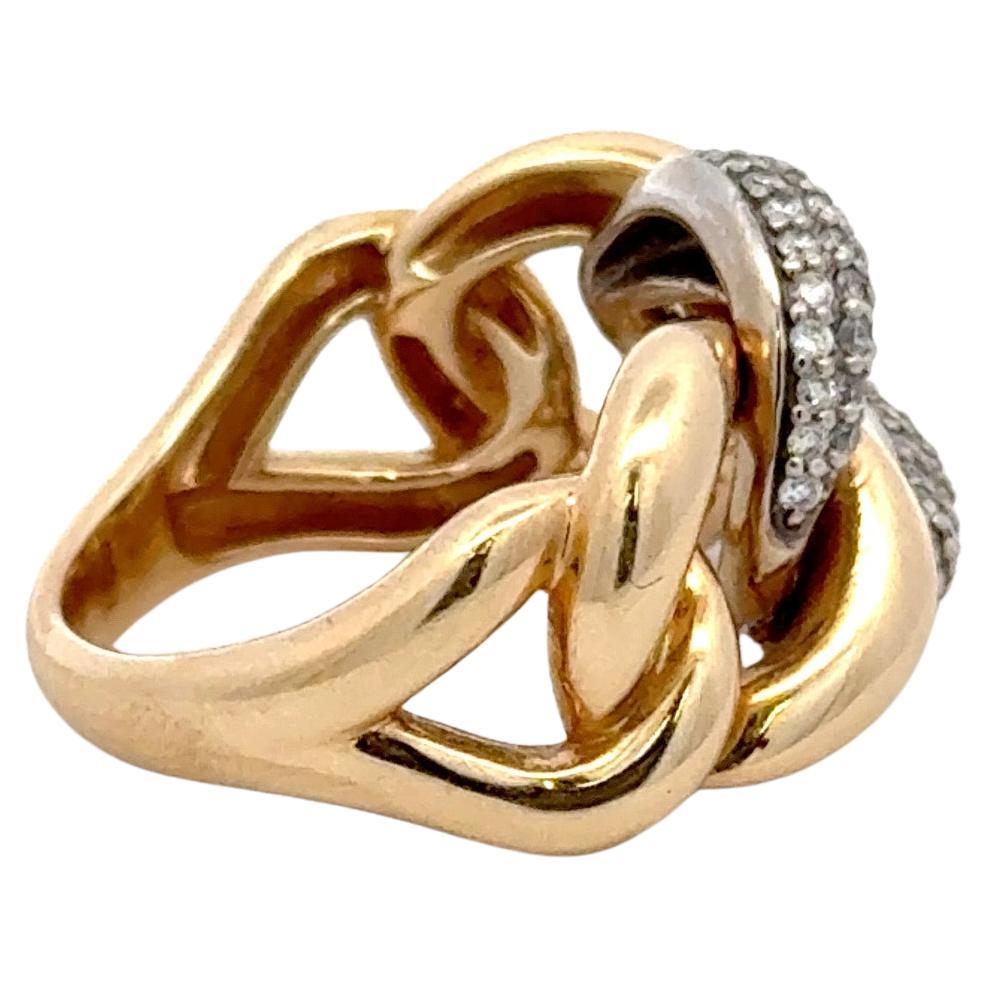 Round Cut Graduated Diamond Cuban Link Ring 0.52 Carats 14 Karat Yellow Gold G VS1-VS2 For Sale