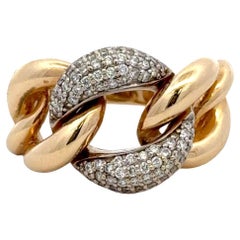 Anello cubano con diamanti graduati 0,52 carati in oro giallo 14 carati G VS1-VS2