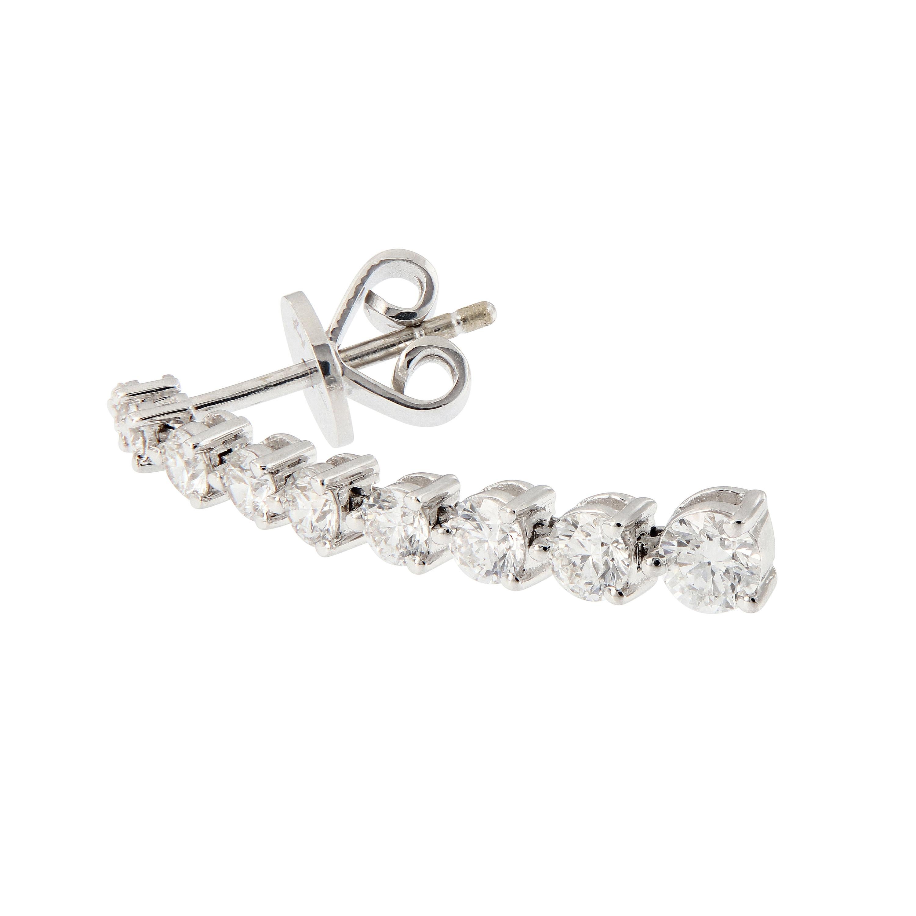 Women's Graduated Diamond Dangle Drop White Gold Earrings